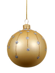 Gold christmas tree ball or bauble with glass decoration isolated transparent background photo PNG file