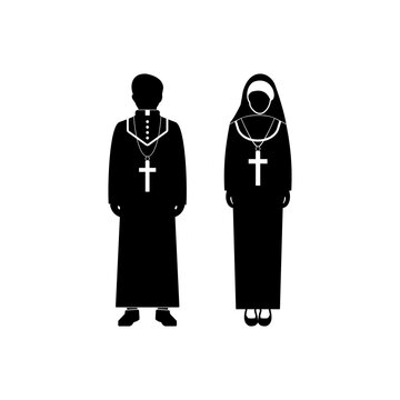 priest and nun icon, priest and nun vector sign symbol