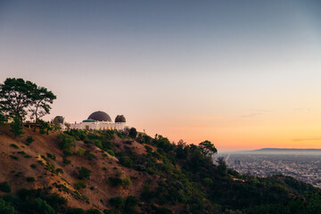 Griffith observatory at the sunset in Los Angeles, California