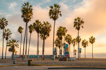 Sunset on Venice Beach in Los Angeles, California