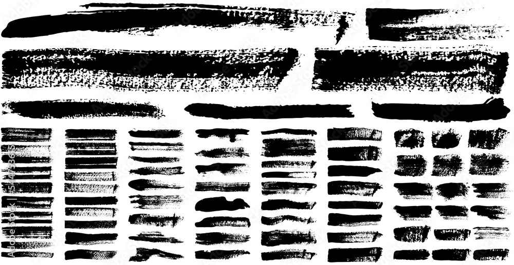 Poster set of different abstract shapes, smears and prints. black design elements isolated on white backgro