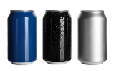 Aluminum cans on white background. Mockup for design