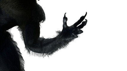 scary monster hand, furry werewolf paw for halloween background render 3d - 544755073