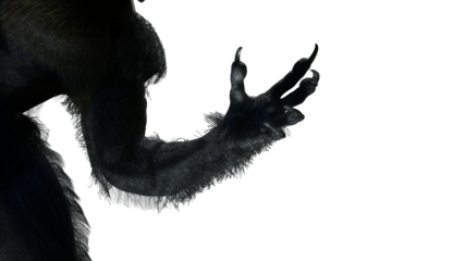 scary monster hand, furry werewolf paw for halloween background render 3d