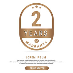 2 Year warranty vector art illustration in gold color with fantastic font and white background. Eps10 Vector