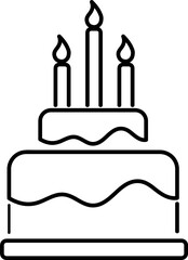Happy Birthday and Cake Line Icon. Vector on white background..eps