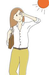 直射日光に当たる女性