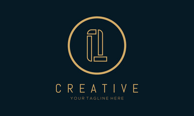 Golden Initial Letter Q Logo Design with Circle Element. Linked Typography Q Dot Letter Logo Design.