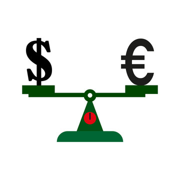 dollar euro scales. Economy design. Financial investment. Vector illustration. Stock image.