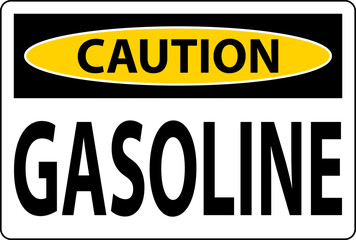 Caution Sign Gasoline Symbol On White Background