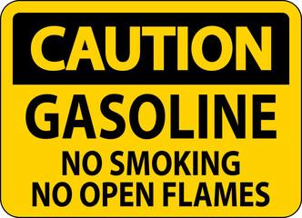 Caution Sign Gasoline ,No Smoking, No Open Flames