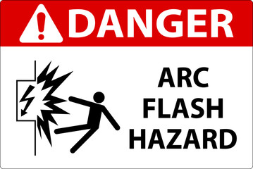 Danger Arc Flash Hazard Sign On White Background