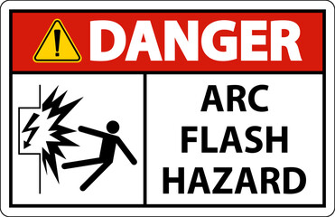 Danger Arc Flash Hazard Sign On White Background
