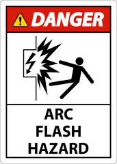 Danger Arc Flash Hazard Sign On White Background