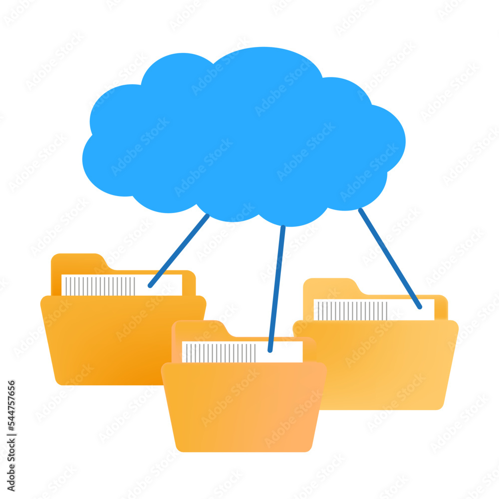 Aufkleber folder clouds. computer technology concept. digital technology. vector illustration. stock image.