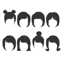 A set of hair styles isolated on white background. For character or avatar design, barber, logo and etc.