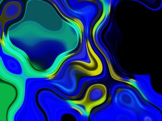 Golden blue swirls, abstract background with circles