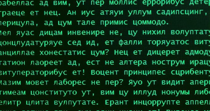 Screen closeup with random Russian words