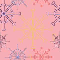 Vector pink boat wheel seamless repeat background pattern. Great for fabric, wallpaper, scrapbooking and diy projects. 