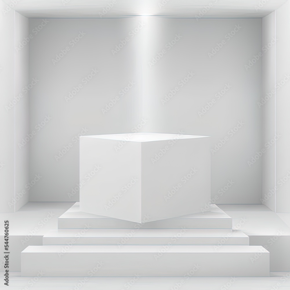Poster white simple cube empty product stage 3d background of blank space scene template platform display o