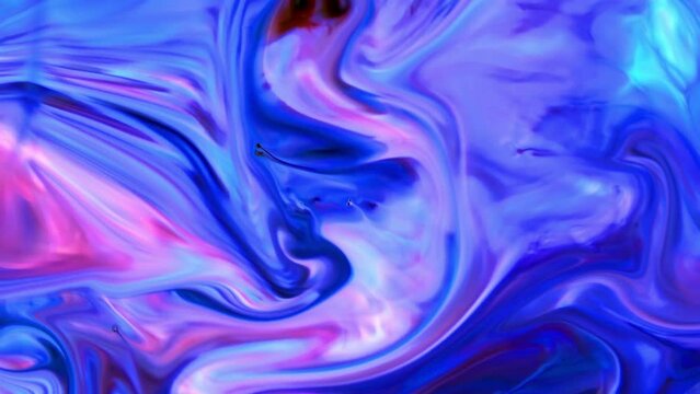 Liquid Colorful Paint Pattens Mix in Slow Motion. Liquid Color Paint Patterns Texture Top View. Multicolor Liquid Paint Surface.