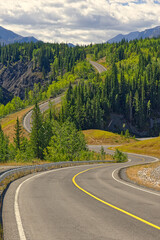 Fototapeta na wymiar Roadway to the Mountains, Kananaskis County, Alberta, Canada