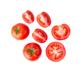 Fotobehang Fresh tomatoes on transparent png © supamas