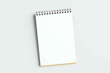 Realistic notebook or notepad with binder for mockup isolated on white background. Memo note pad or diary paper page templates. 3d rendering - obrazy, fototapety, plakaty