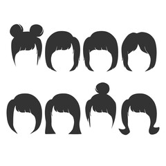 A set of hair styles isolated on white background. For character or avatar design, barber, logo and etc.