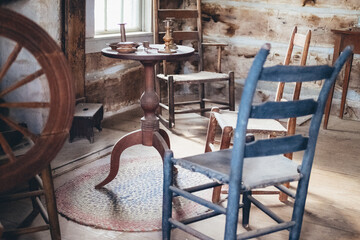 Fototapeta na wymiar antique table and chairs