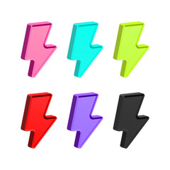 flash 3d icon, light symbol