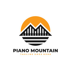 Obraz premium piano mountain illustration logo design