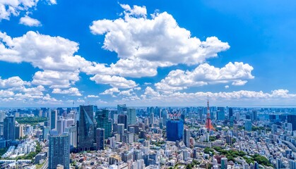 東京都市風景　夏空