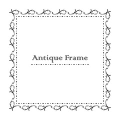 アンティーク調のモノクロフレームのイラスト（白背景・ベクター・切り抜き）