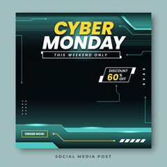 Cyber monday tech social media banner template