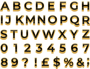 Gold modern alphabet fonts