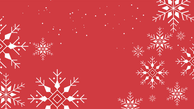 Red background with snowflake. Vector illustration