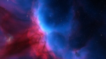 Naklejka premium nebula gas cloud in deep outer space, science fiction illustration, colorful space background with stars 3d render 