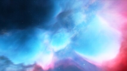 Cosmic background with a blue purple nebula and stars
