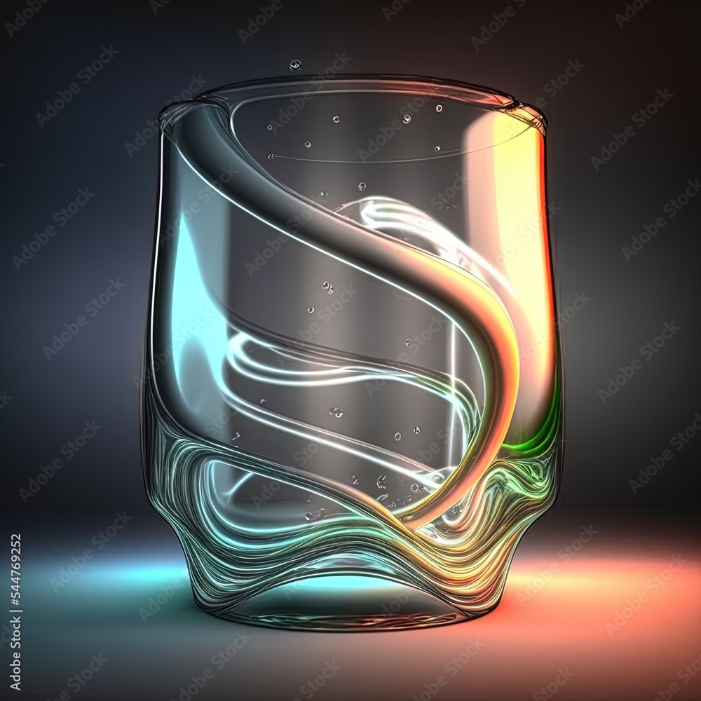 Aufkleber curve glass with light illuminated, 3d rendering. computer digital drawing.