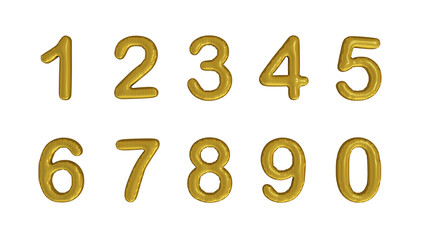 Gold Bubble number png, number transparent images, Gold Bubbles numbers set. 3d number png