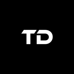 TD letter logo design with black background in illustrator, vector logo modern alphabet font overlap style. calligraphy designs for logo, Poster, Invitation, etc.