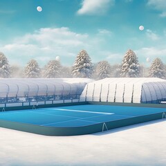 Winter closed inflatable tennis court.