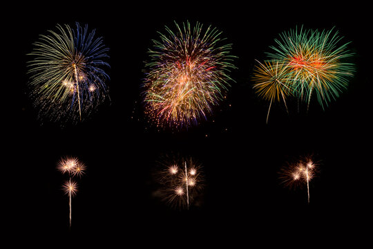 colorful fireworks display on black background