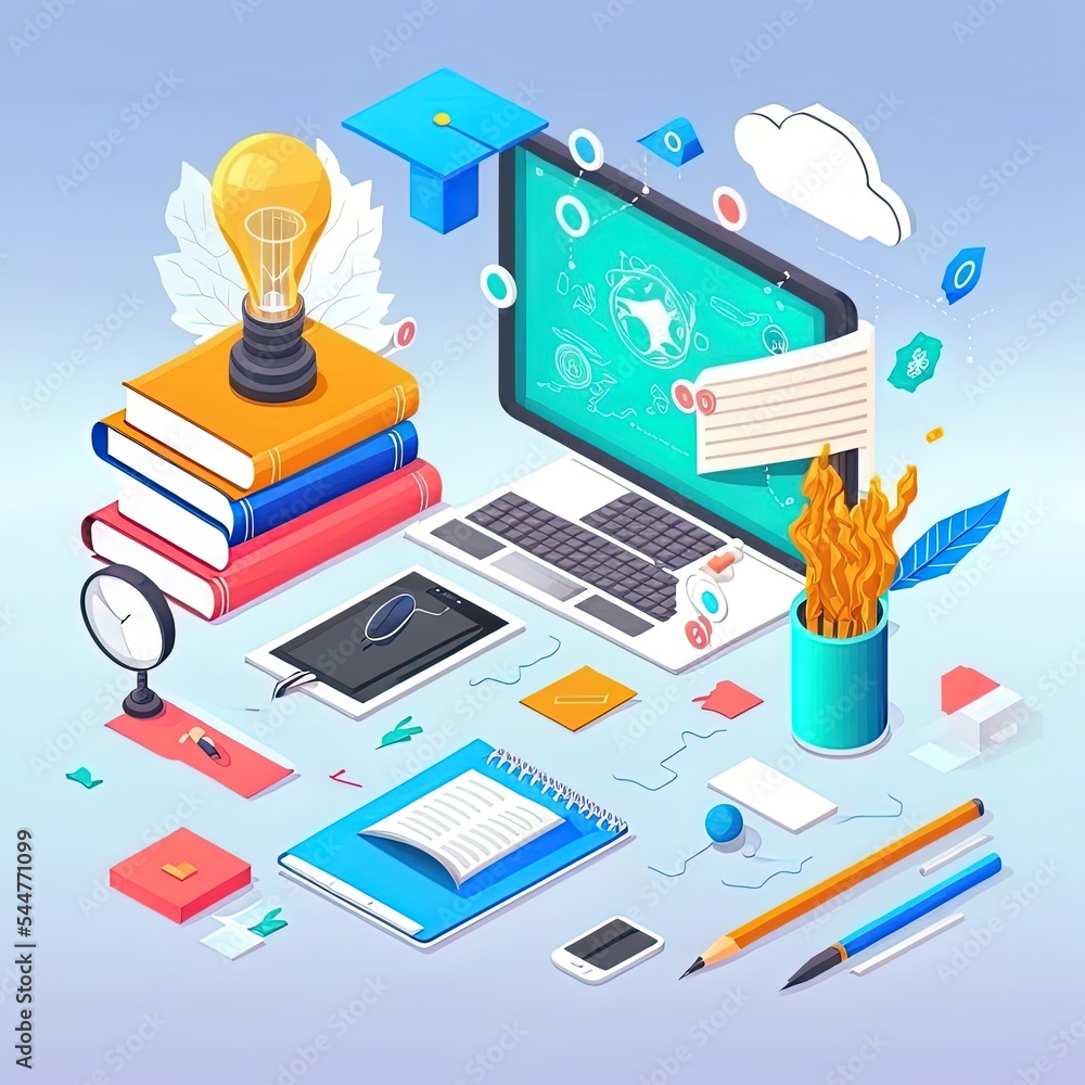 Poster online learning technologies. tools and technologies that make training courses and process of self-