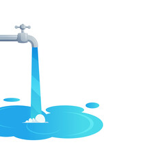 Illustration running water faucet vector