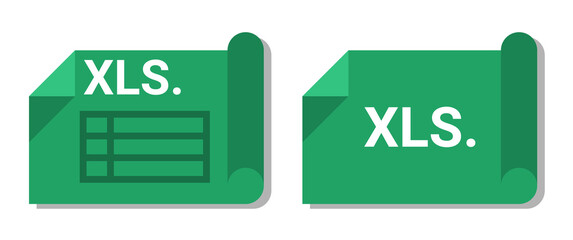 Vector of spreadsheet file format icon.XLS icon with landscape design. Spreadsheet document logo with folded and rolled design combine with table icon.digital spreadsheet file format logo.