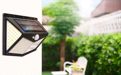 Small solar powered led light with motion sensor.