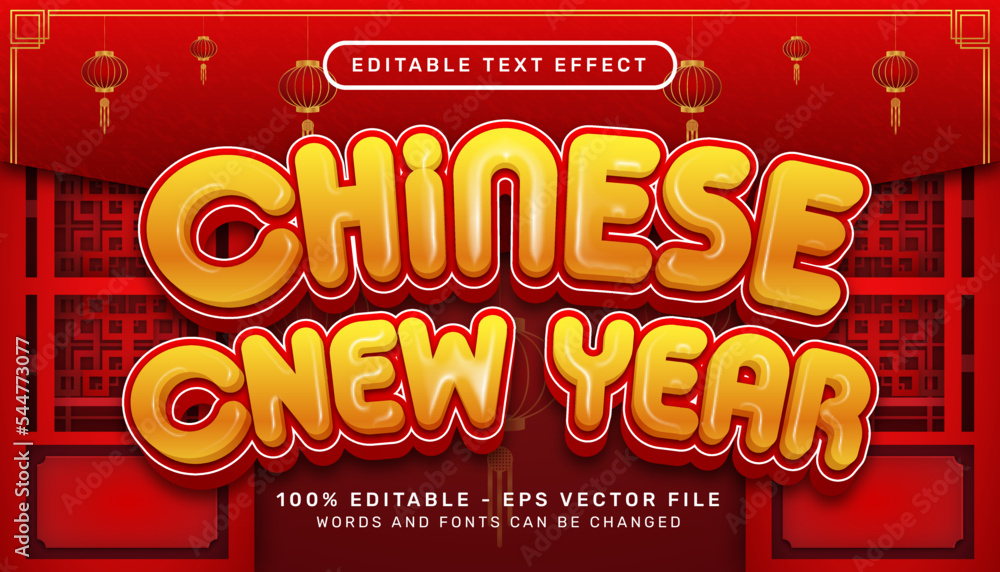 Poster chinese new year 3d text effect and editable text effect with chinese new year background