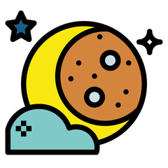 moon filled outline icon style